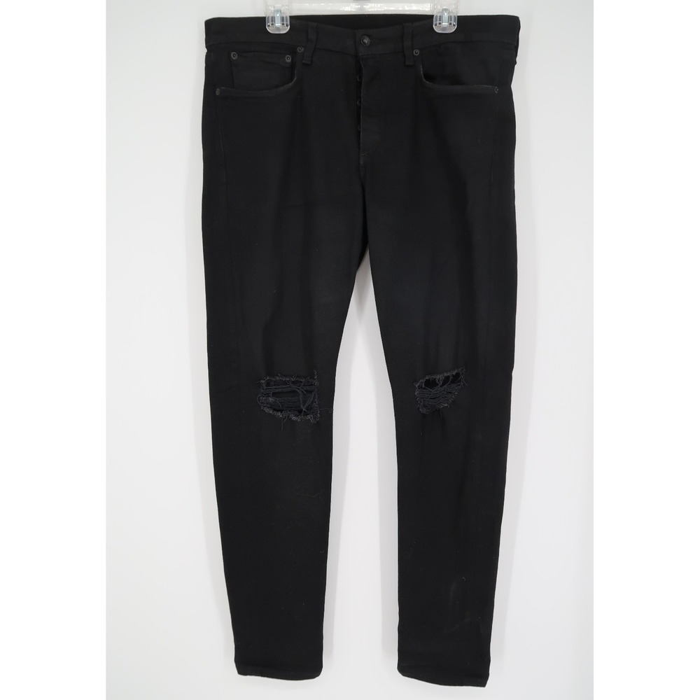 Rag & Bone Mens 36 Fit 1 Extra Slim Jeans 36x33 Black Button Fly M1224K302BKH